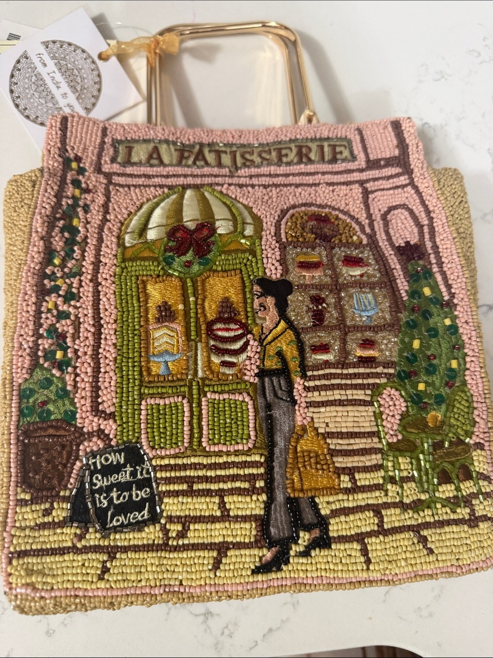 Beaded Pink Parisian Shopper Bag